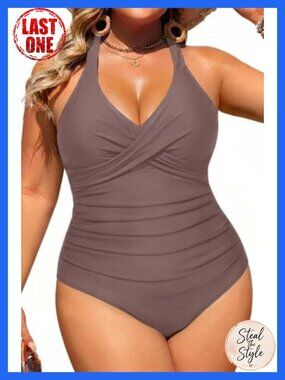 Plus Size One Piece Swimsuit Tummy Control Full Coverage Bathing Suit